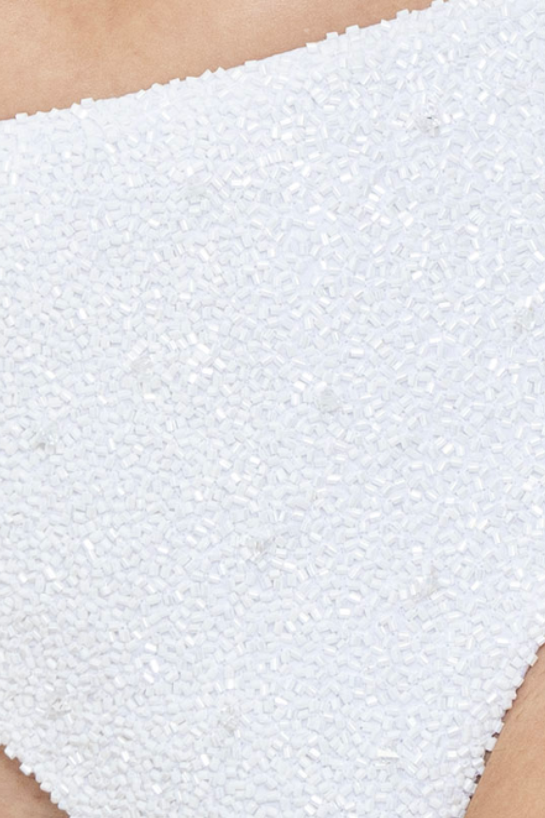 Eternal White Hand-Beaded Embellished High-Waisted Bikini Bottom