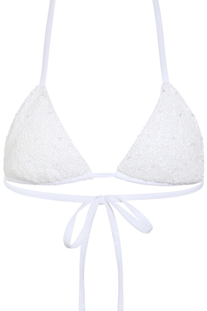 Forever Hand-Beaded Embellished Triangle Bikini Top - Self-Adore
