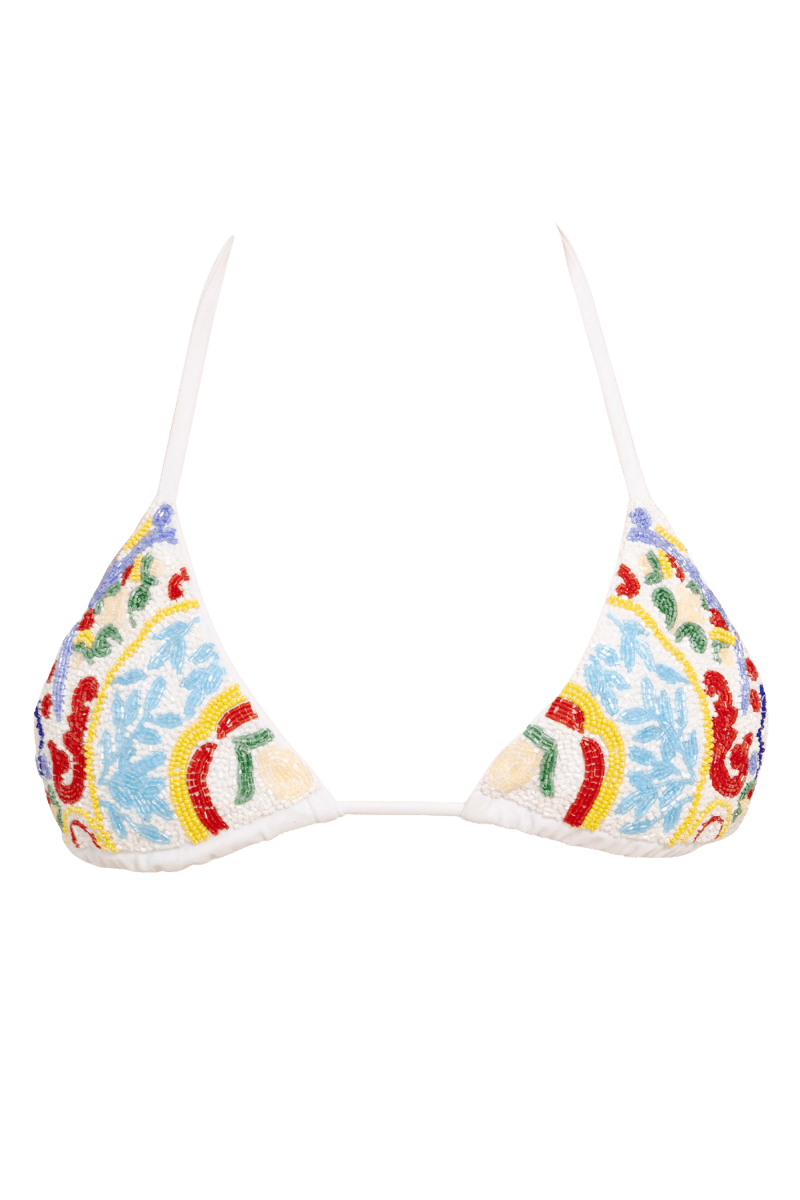 Limoncello Hand - Beaded Embellished Triangle Bikini Top - Self - Adore