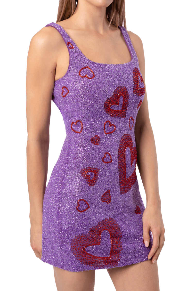Lust Hand - Beaded Embellished Mini Dress - Self - Adore