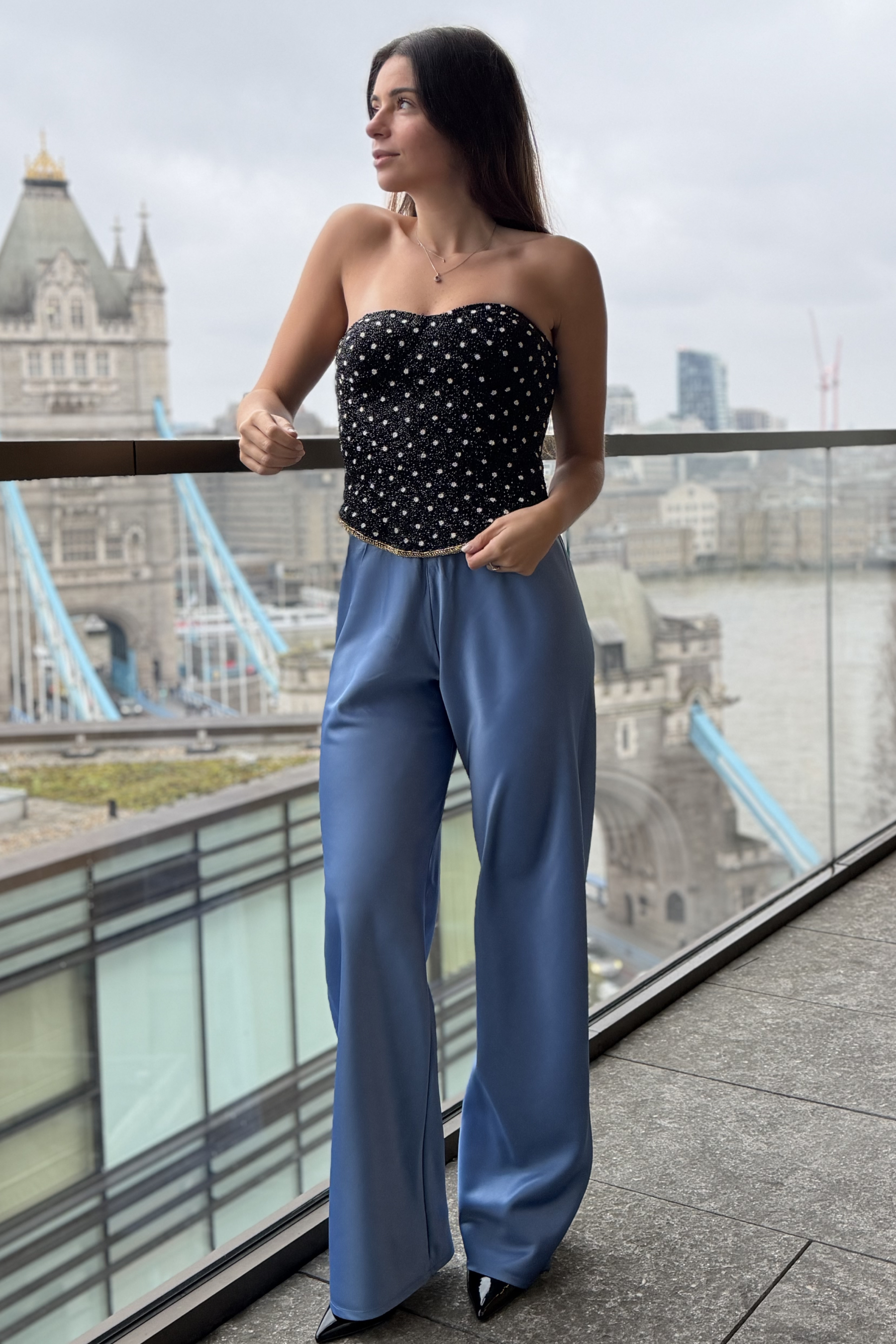 Olivette Satin Pants - Blue