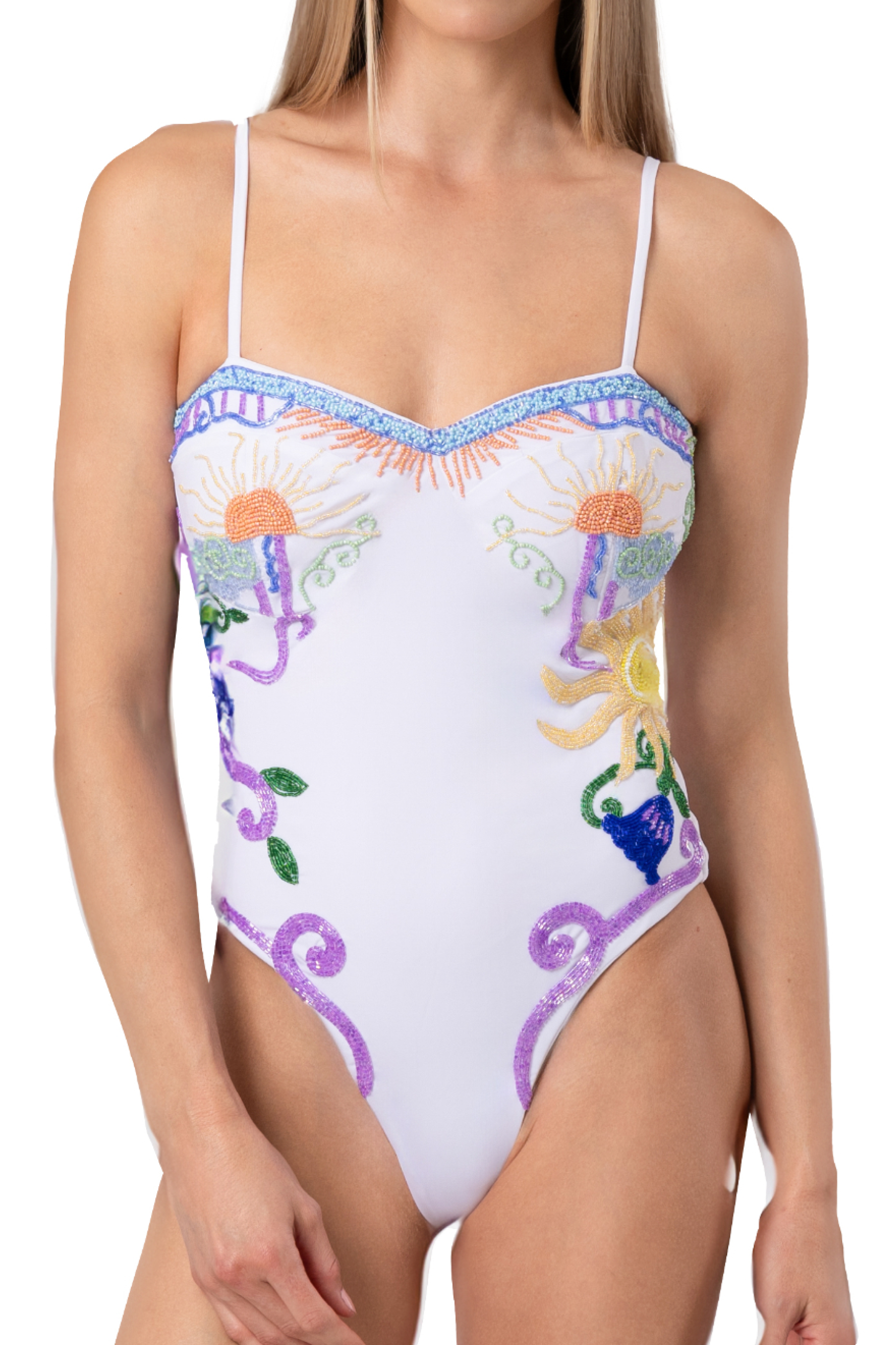 Serenity Hand-Beaded Embellished One-Piece Swimsuit