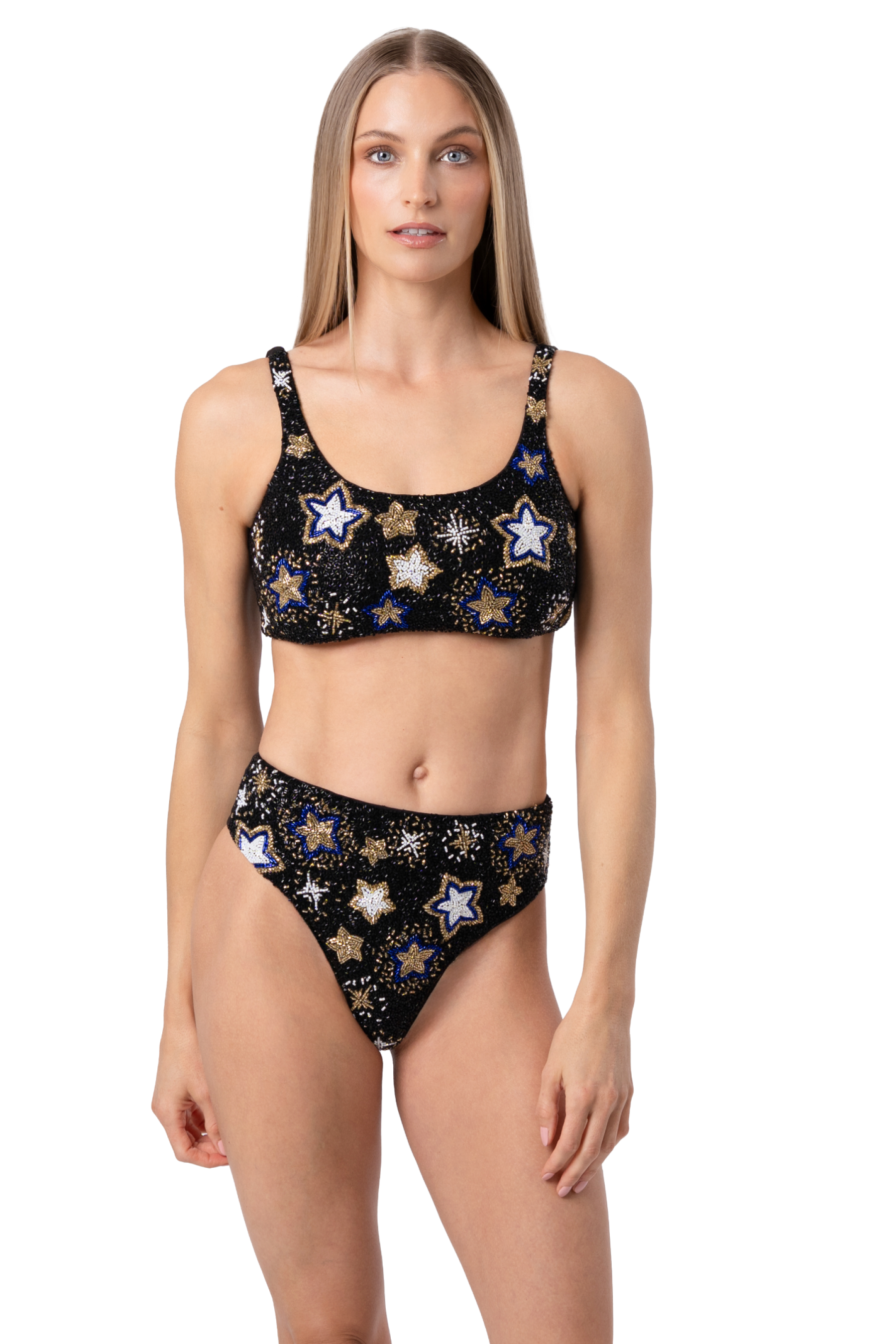 Celeste Hand-Beaded Embellished Bikini Top