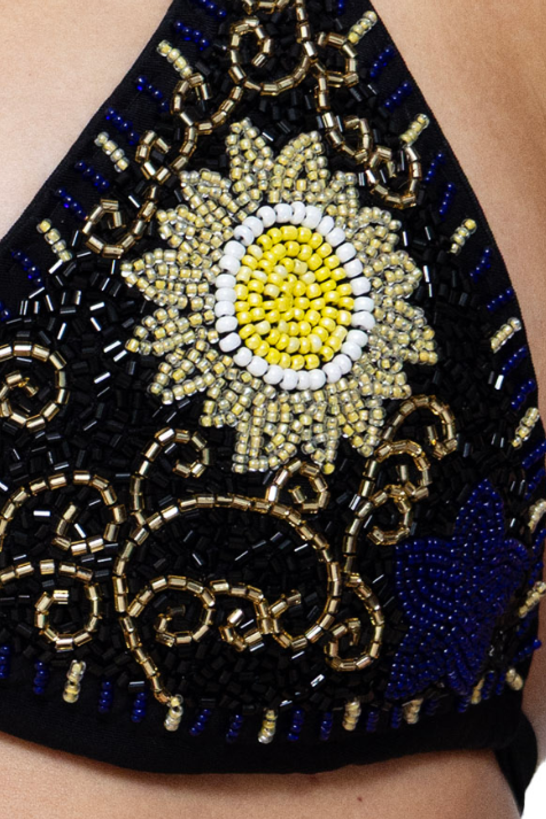 Dark Tide Hand-Beaded Embellished Bikini Top