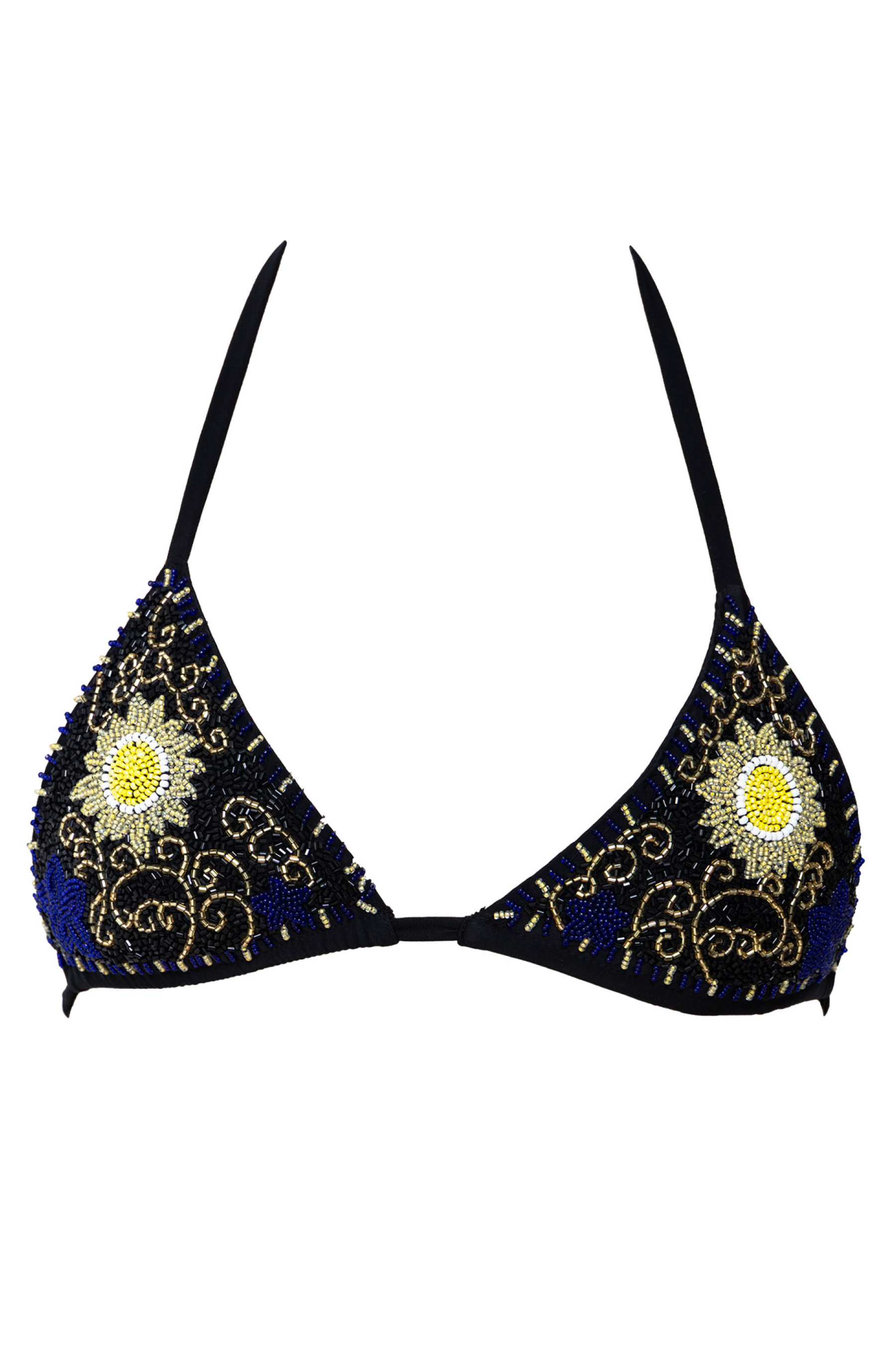 Dark Tide Hand-Beaded Embellished Bikini Top