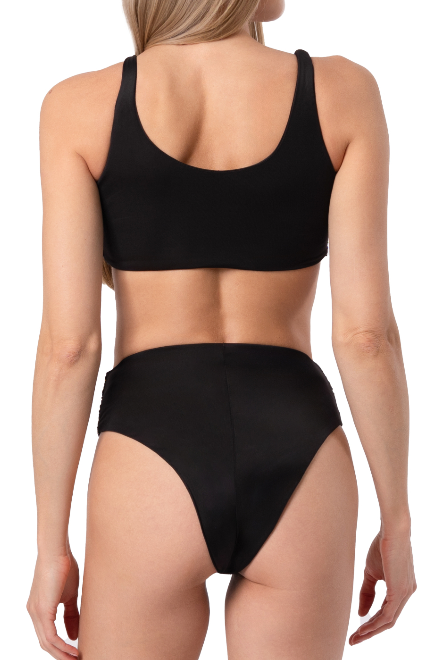 Celeste Hand-Beaded Embellished Bikini Top - Black