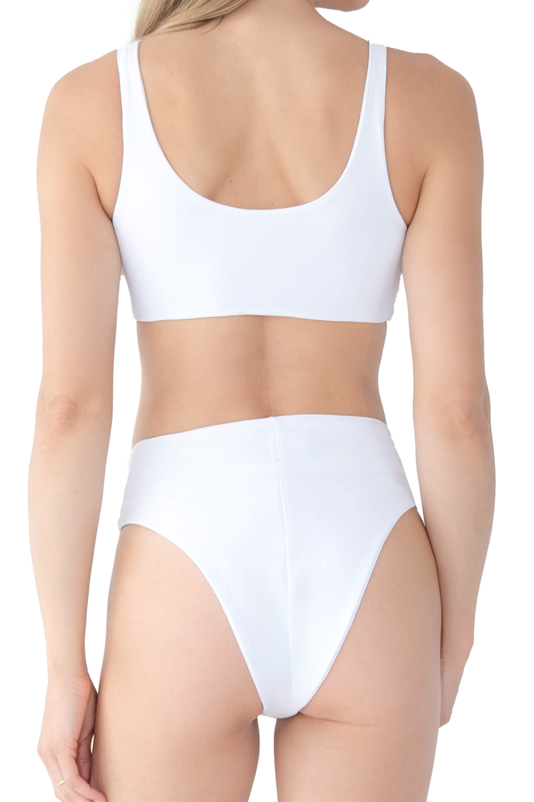 Celeste Hand-Beaded Embellished Bikini Top - White