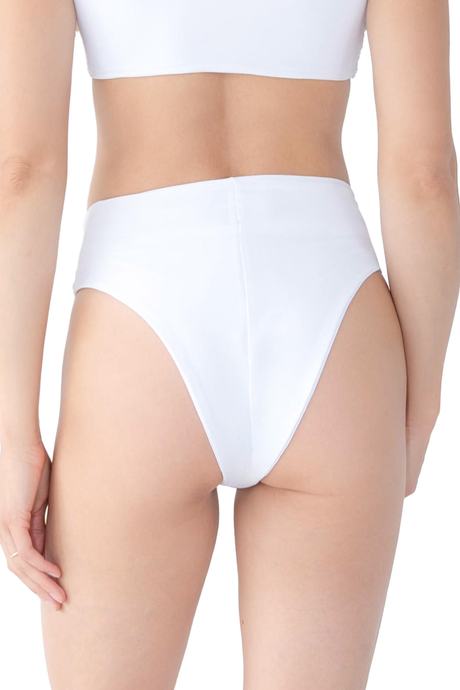 Celeste Hand-Beaded Embellished High-Waisted Bikini Bottom - White