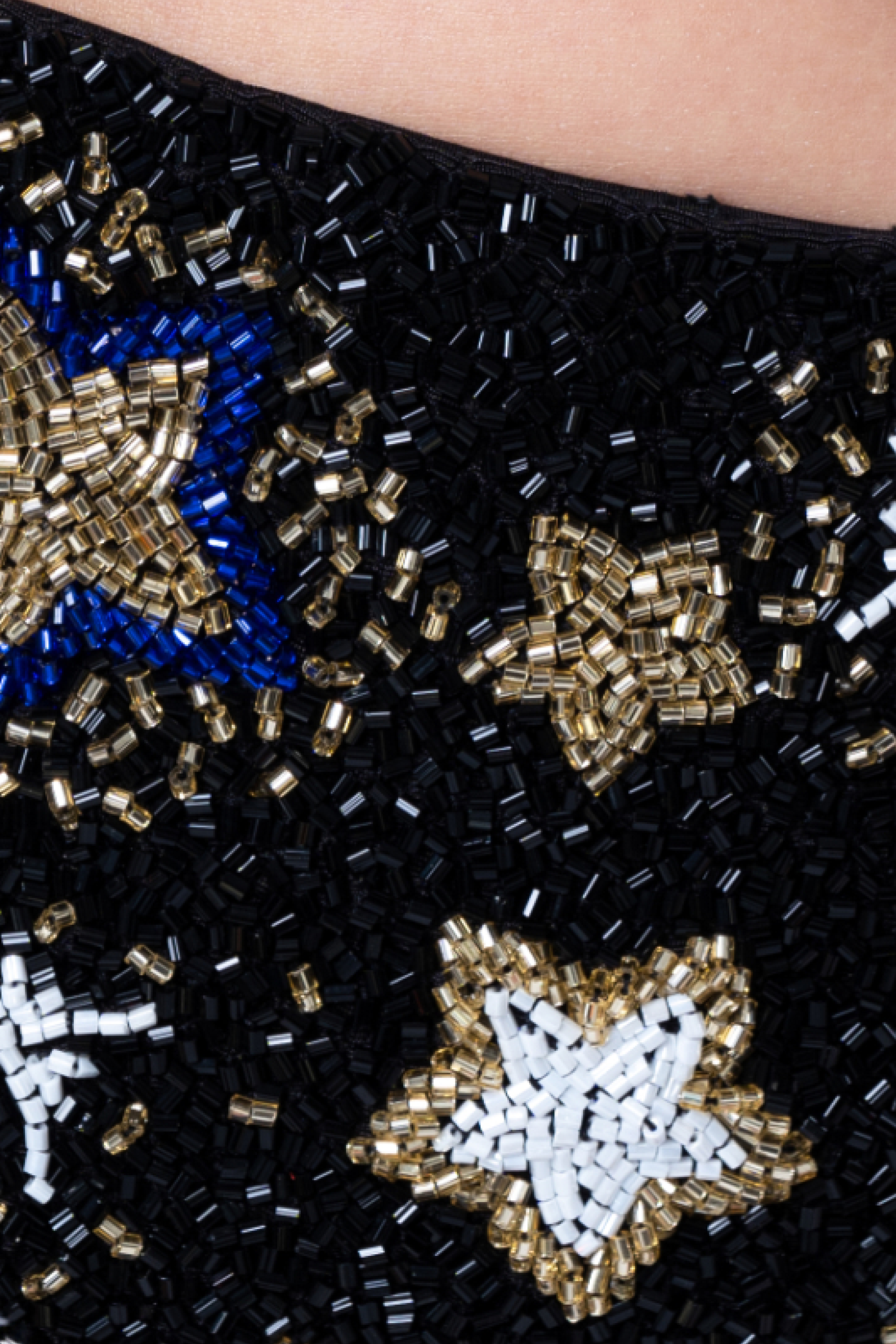 Celeste Hand-Beaded Embellished High-Waisted Bikini Bottom - Black