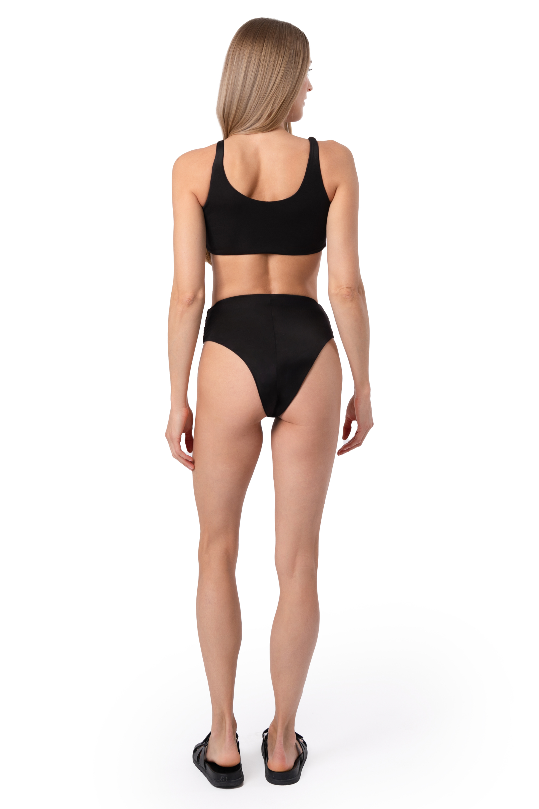 Celeste Hand-Beaded Embellished High-Waisted Bikini Bottom - Black