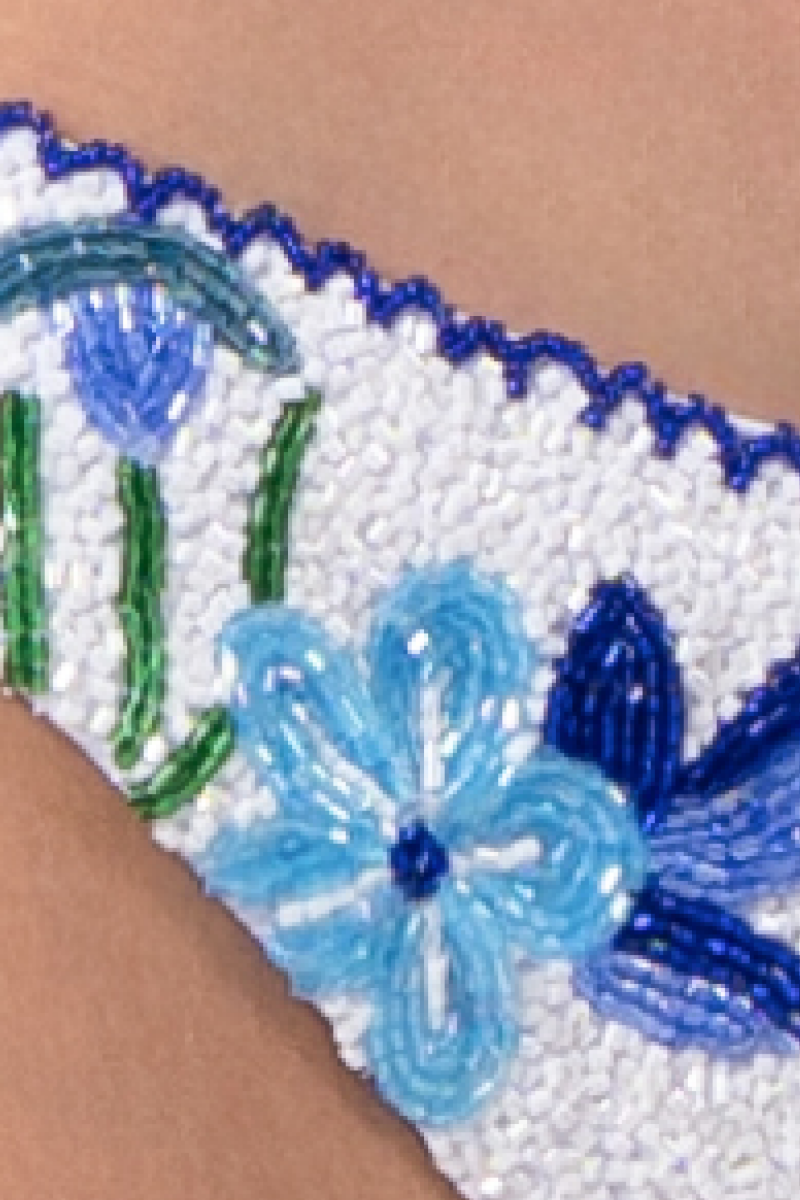 Euro Summer Hand - Beaded Embellished Bikini Bottom - White/Blue - Self - Adore