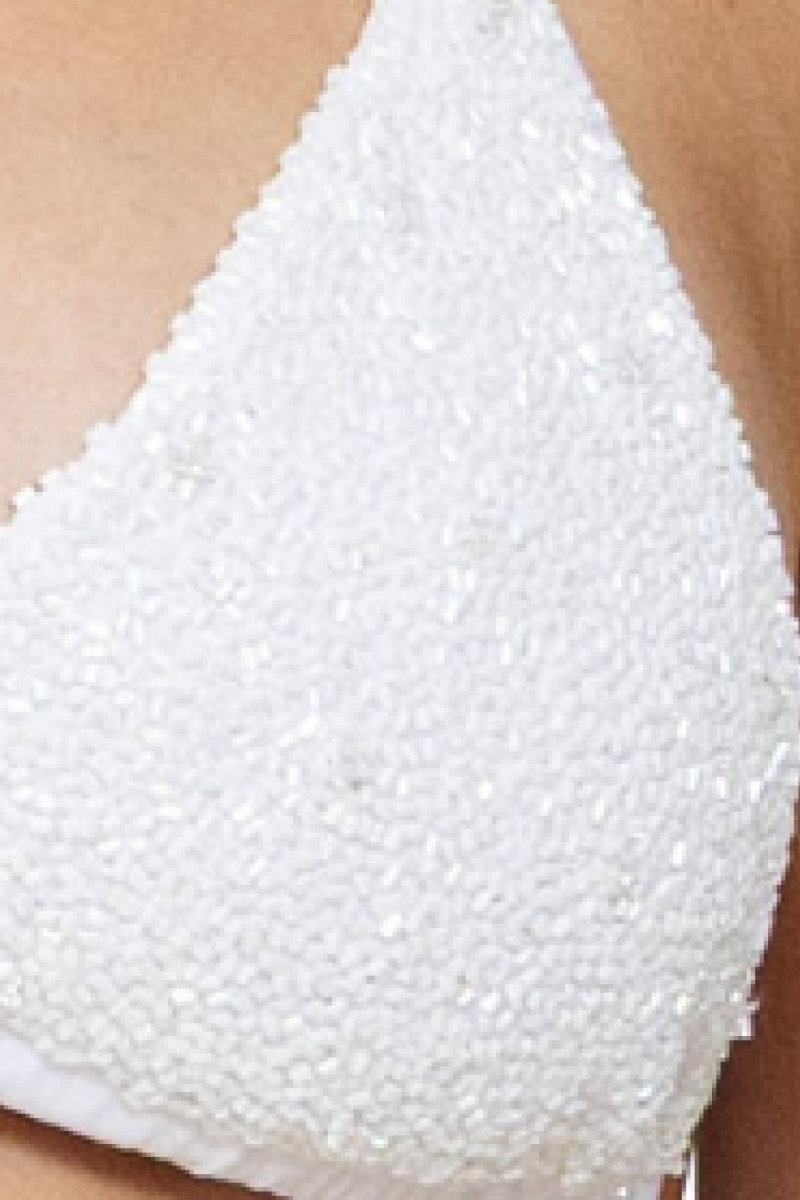 Forever Hand - Beaded Embellished Triangle Bikini Top - Self - Adore