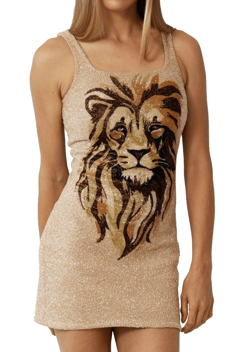 Majesty Hand - Beaded Embellished Mini Dress - Self - Adore