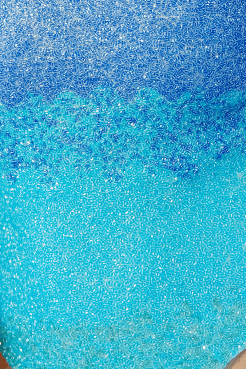 Ombre Hand - Beaded Embellished One - Piece Swimsuit - Blue - Self - Adore
