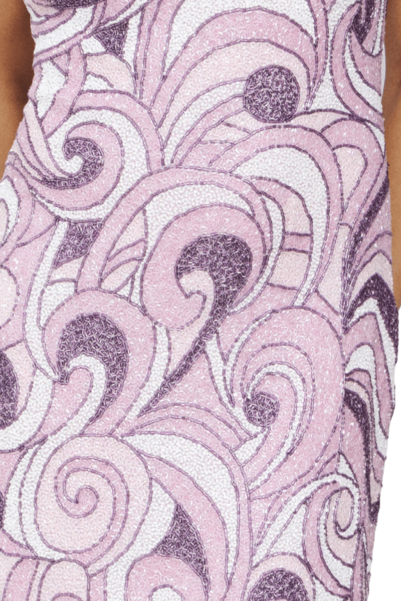 Veronica Hand - Beaded Embellished Mini Dress - Pink/Purple - Self - Adore