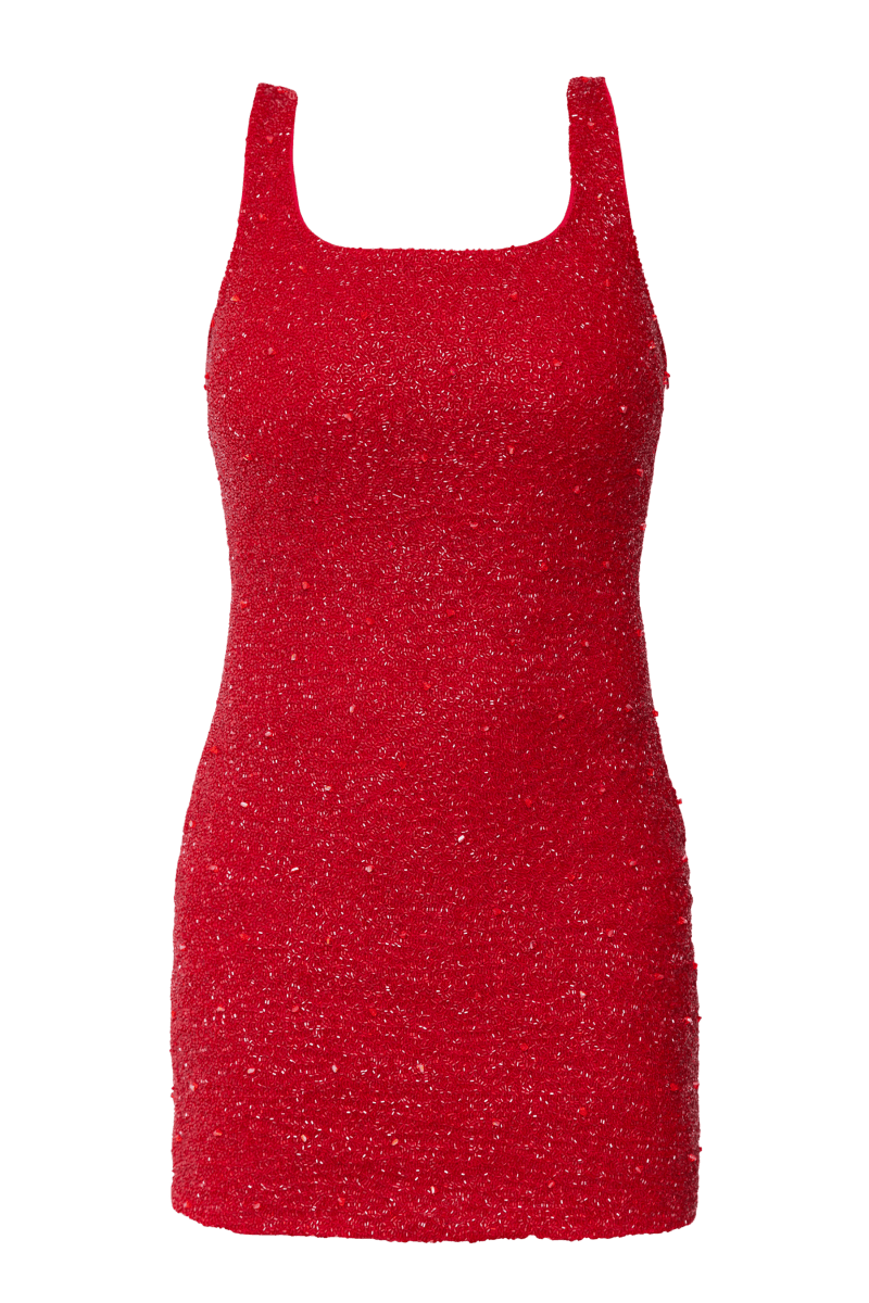 Ruby Hand - Beaded Embellished Mini Dress - Self - Adore