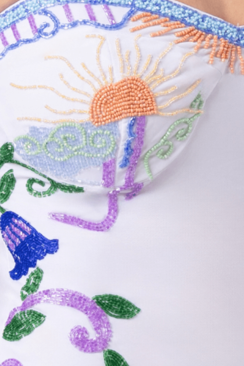 Serenity Hand - Beaded Embellished One - Piece Swimsuit - Self - Adore