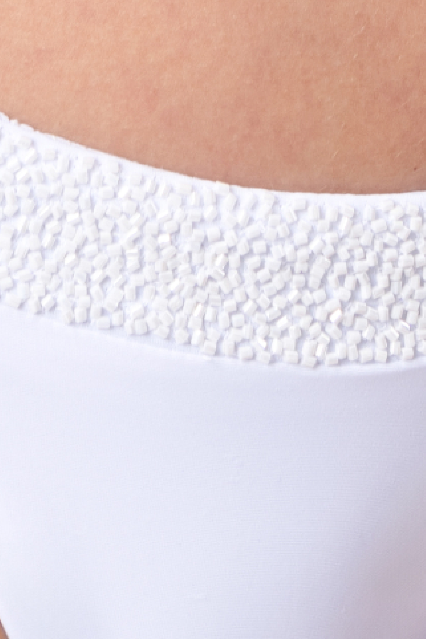 Zenya Hand-Beaded Embellished Bikini Bottom - White